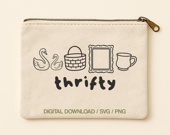 Thrifty SVG PNG | Vintage Thrift Store Finds Digital Download for Cricut, Silhouette, Resellers, DIY Crafts, Secondhand Lover Design