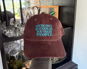 Vintage Corduroy Hat – Embroidered Slogan Cap