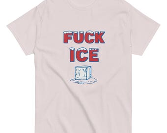 Abolish ICE, uniseks katoenen T-shirt, smeltende ijsblokje-afbeelding