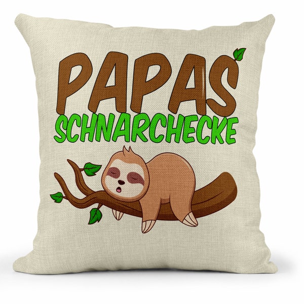 Papas Schnarchecke – Geschenk Kissenbezug mit Füllung / Natur (Leinen-Optik)