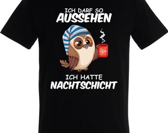 Fun T-Shirt Nachtschicht Kaffee - Sarkasmus Ironie Sprüche Gag Herren Shirt Kult