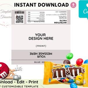 MandM wrapper template M and M wrapper Chocolate bar wrapper | Etsy