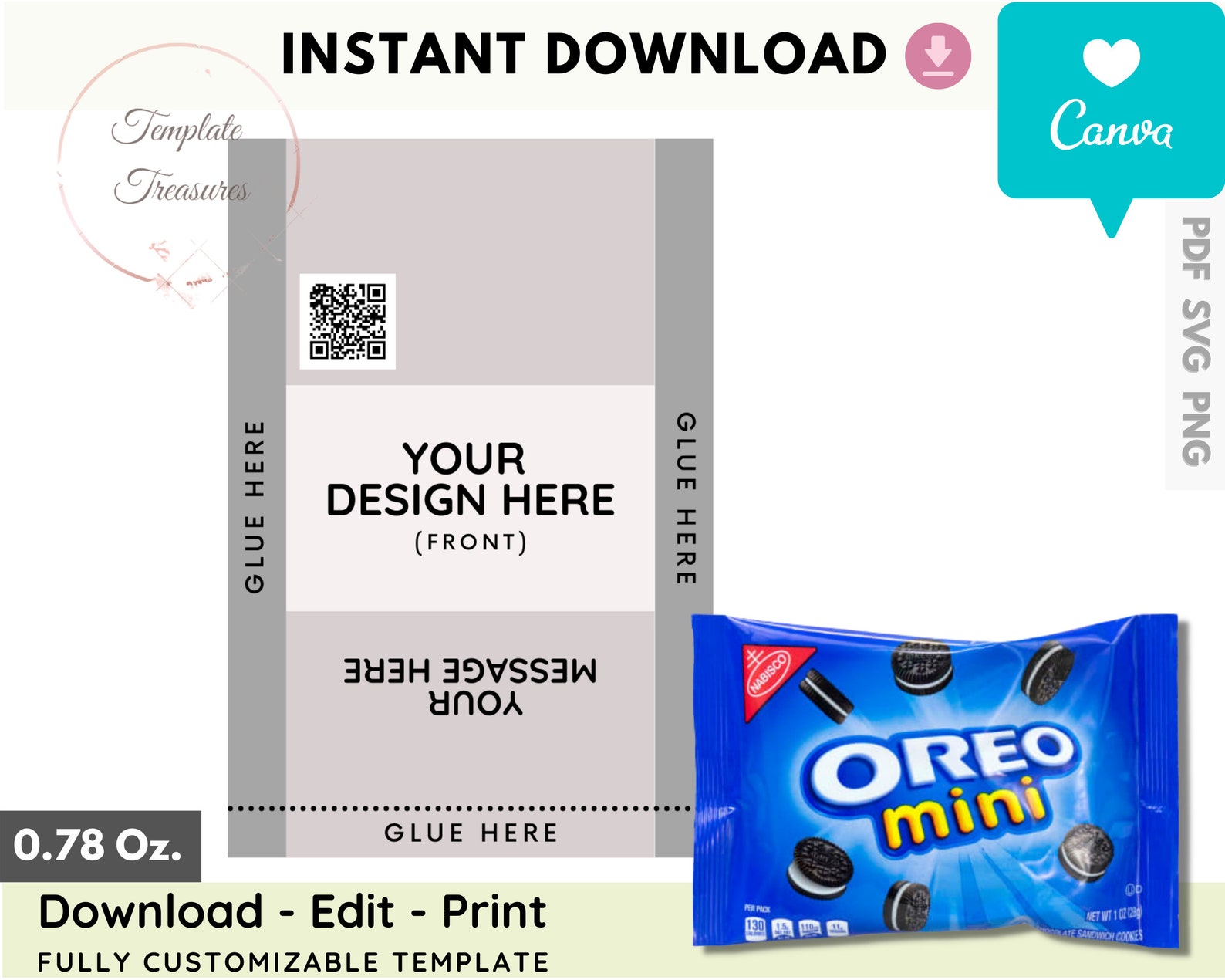 Mini Oreo Cookies Wrapper Template 2 Pack Cookies Wrapper Etsy Mini Oreo Cookies Wrapper Template 2 Pack Cookies Wrapper Etsy