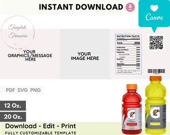 Sports drink bottle blank label template, Sports drink wrapper template, Gatorade labels, Chip bag template instant download, Chip bag label