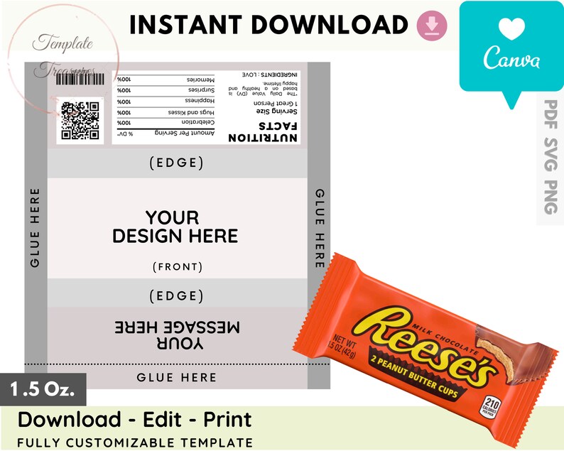 Reese's Wrapper Template Reeses Wrapper Template Chip - Etsy