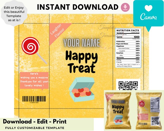 Plantilla de bolsa de chip descarga instantánea plantilla de | Etsy