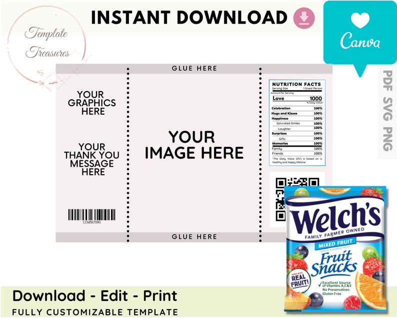 Fruit Snack Label Fruit Snack Candy Birthday Printable Etsy