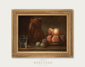 Antique Still Life Painting, Vintage Still Life, Digital Print Still Life with Fruit, Vintage Fruit Painting, Painting of Peaches