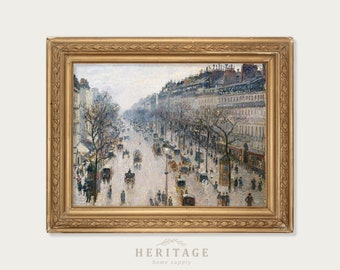 peinture de Paris vintage, paysage urbain de Paris, téléchargement numérique, Paris vintage, peinture victorienne, peinture française, art antique, scène d&#39;hiver