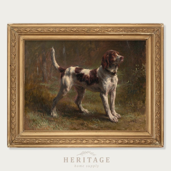 Vintage Dog Painting, Dog Printable Art, Hound Painting, Antique Dog Portrait, Dog Oil Painting, Hunting Dog Painting, Eclectic Wall Art