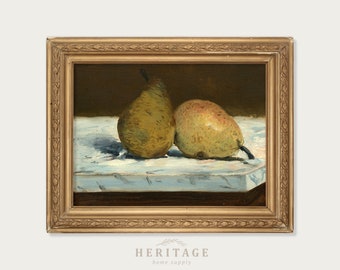 vintage nature morte peinture, poire nature morte, fruit nature morte, cuisine Art, cuisine peinture, téléchargement numérique, Art Antique, impression de poire