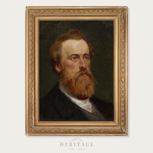 Vintage Portrait Painting, Antique Portrait, Bearded Man Painting, Gallery Wall Portrait, Portrait of a Man, Vintage Portrait Oil Painting