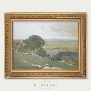 Pintura de paisaje, pintura de acuarela, descarga digital, acuarela antigua, paisaje antiguo, arte paisajístico vintage, paisaje italiano