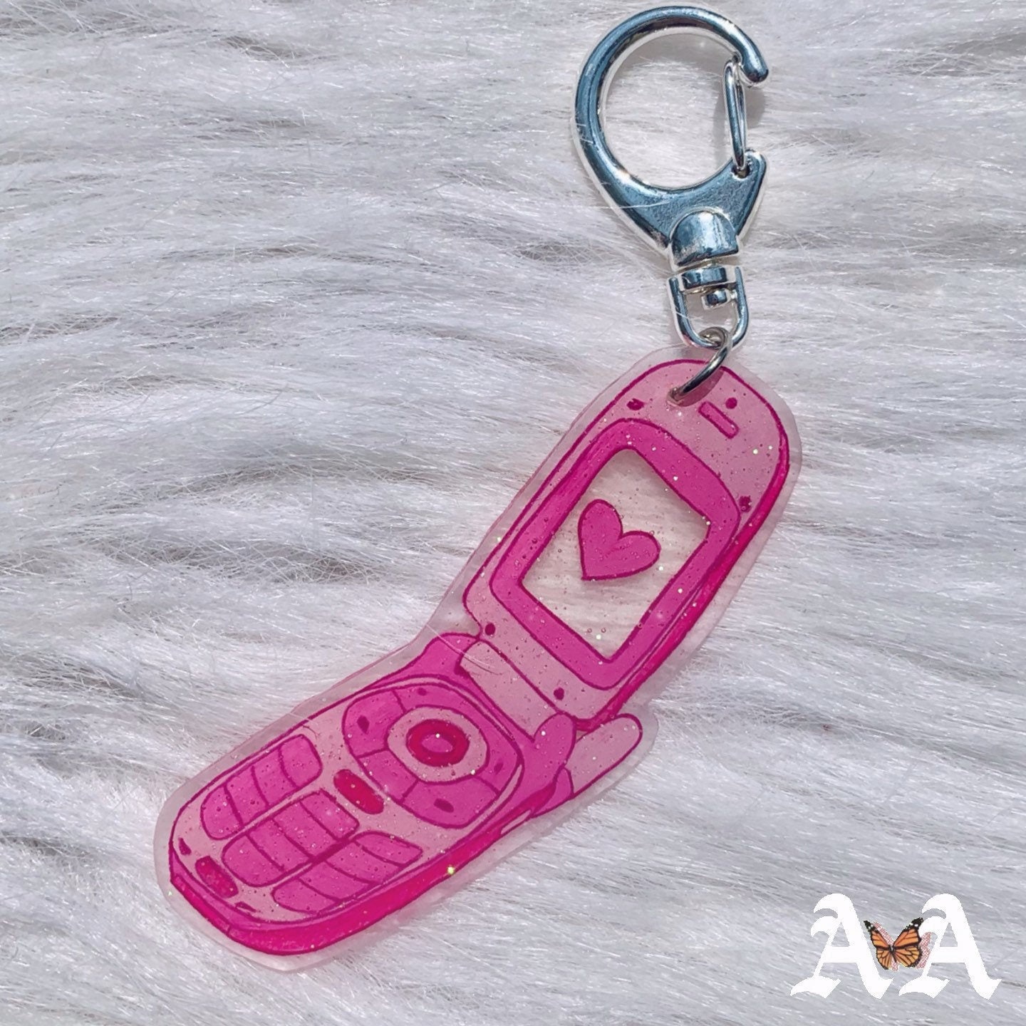 Y2K Retro FlipPhone Keychain 3 Etsy