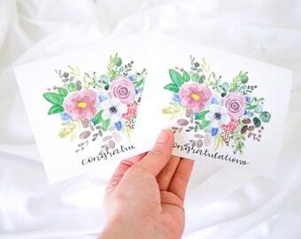 Floral congratulations card, greeting card, special occasion greeting, marriage congratulations, graduation card