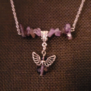 Necklace Amethyst Crystal Healing Bar Pendant Archangel Zadquiel Purple Ray