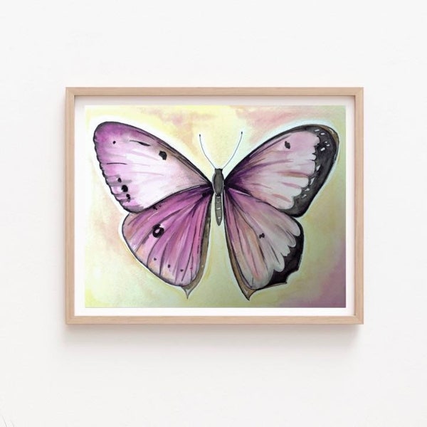 Flat Print: Purple Butterfly By Margarita Warner.