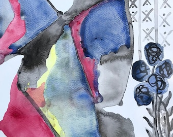 Spread Thy Close Curtain, Love-Performing Night - Abstract Flowers Shakespeare Romeo and Juliet Painting
