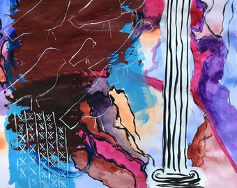 Birds on the Hill - Abstract Painting Art