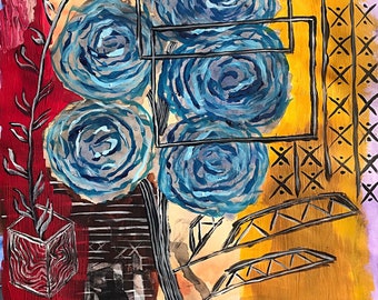 I'm Speaking - Abstract Flowers Feminist Kamala Harris Joe Biden Painting