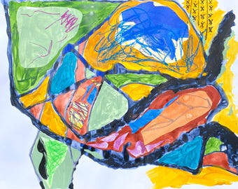 Technicolor Sea Turtle - Abstract Ocean Beach Art Wildlife