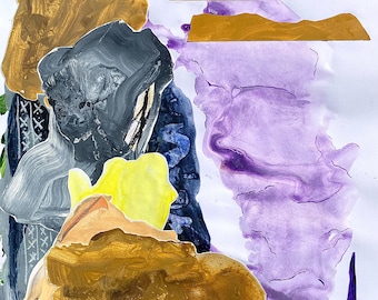 Elizabeth Taylor in Portofino - Taylor Swift Richard Burton Italy Abstract Mixed Media Collage Painting