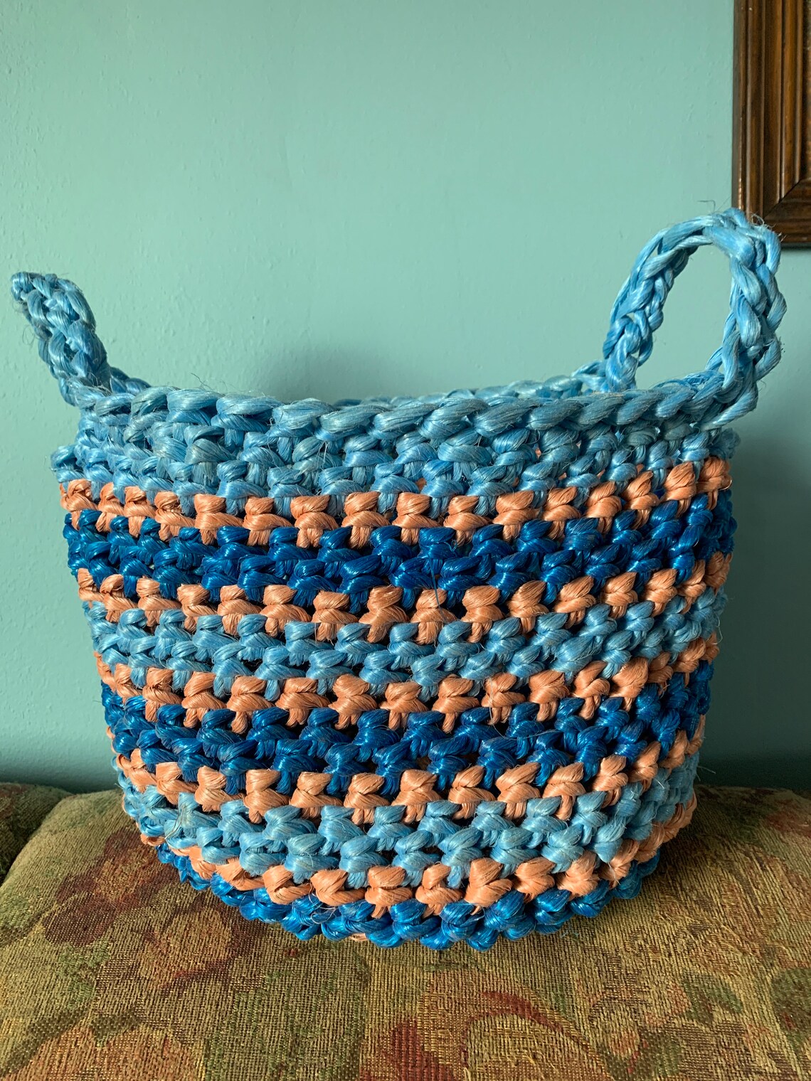 Hand made Bailing twine basket Etsy