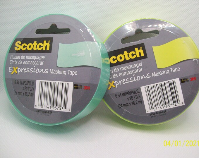 Set of 2 Scotch Expressions Masking Tape green/teal Etsy