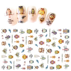 Nail Art Stickers &quot; Owls & Flowers &quot; Decals