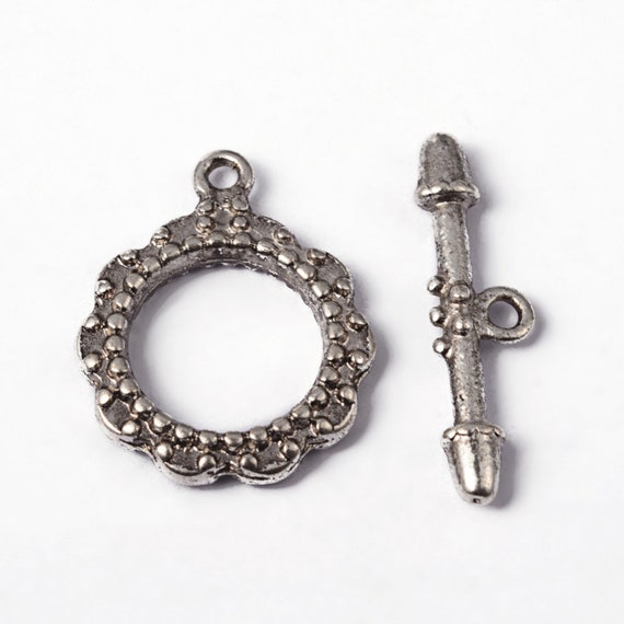 Tibetan Silver Toggle Clasps,toggle Clasp for Necklace,ornate Silver Tone  Bracelet Closures,silver Tone Fasteners for Jewelry,silver Clasp 