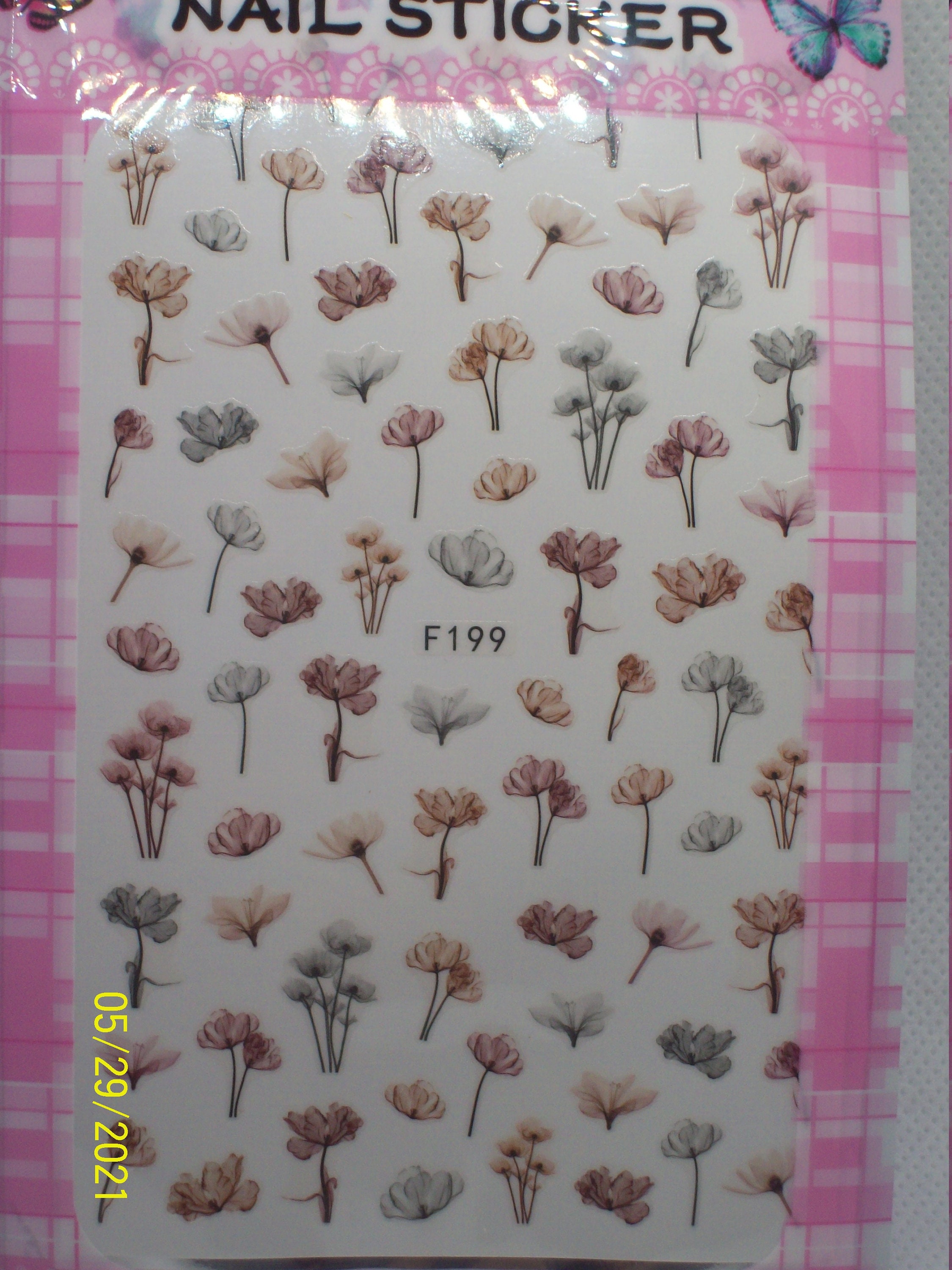 Flower Theme Nail Decal Stickers | Etsy