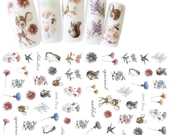 Nail Art Stickers " Flower & Animal " Decals