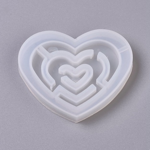 Shaker Mold, DIY Quicksand Jewelry Silicone Mold &quot; Heart with Labyrinth &quot;