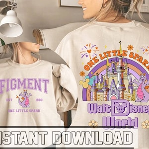 Vintage Figment Png, Figment est 1983 Png, One Little Spark Png, Retro Disneyworld Shirt, Disneyland Castle, Epcot Figment Png File