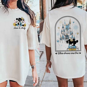 Camisa retro de DisneyWorld Mickey Minnie Valentine, donde los sueños se hacen realidad, camisa de pareja de San Valentín de Disneyland, camisa de luna de miel, Magic Kingdom