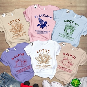 Percy Jackson Matching Shirts, Lotus Hotel And Casino Shirt, Delphi Strawberry Farm, Blackjack Medusa, Olympians, Camp Half Blood Shirt