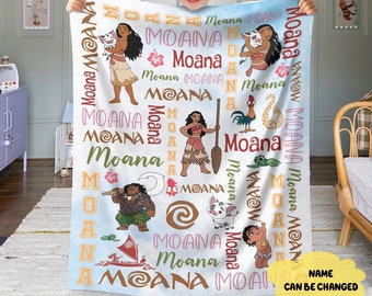 Personalized Moana Blanket, Custom Name Moana Blanket, Moana Maui Blanket, Disneyland Birthday Gift Blanket, Princess Birthday Gifts