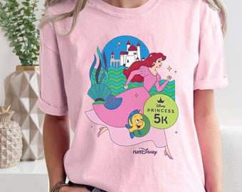 RunDisney Walt DisneyWorld Marathon Weekend 2024 Shirt, Disneyland Princess Ariel Runner shirt, Every Mile Is Magic Shirt T-shirt Tanktop