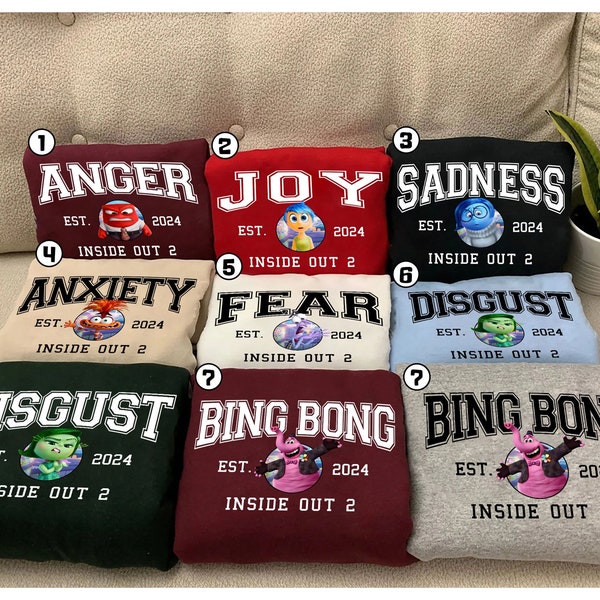 Inside Out 2 Characters Shirts, Inside Out 2 Sweatshirt, Inside Out Group Matching, Inside Out Birthday Shirt, Joy Anger Anxiety Fear Shirt