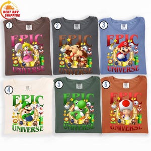 Super Mario Epic Universe Family Shirt, Mario Luigi Princess Peach Epic Universe Shirt, Epic Group Matching, Universal Family Vacation Shirt