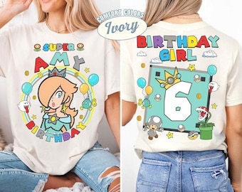 Custom Mario Princess Rosalina Birthday Shirt, Mario Galaxy Movie Shirt, Epic Universe Mario Family Shirt, Mario Party Birthday Girl Gift -7