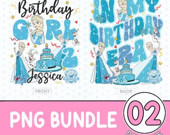 Anniversaire fille princesse Elsa Png, Disneyland La Reine des neiges pour tout-petits Png, anniversaire fille Reine des neiges Png, 2025 t-shirt anniversaire voyage filles