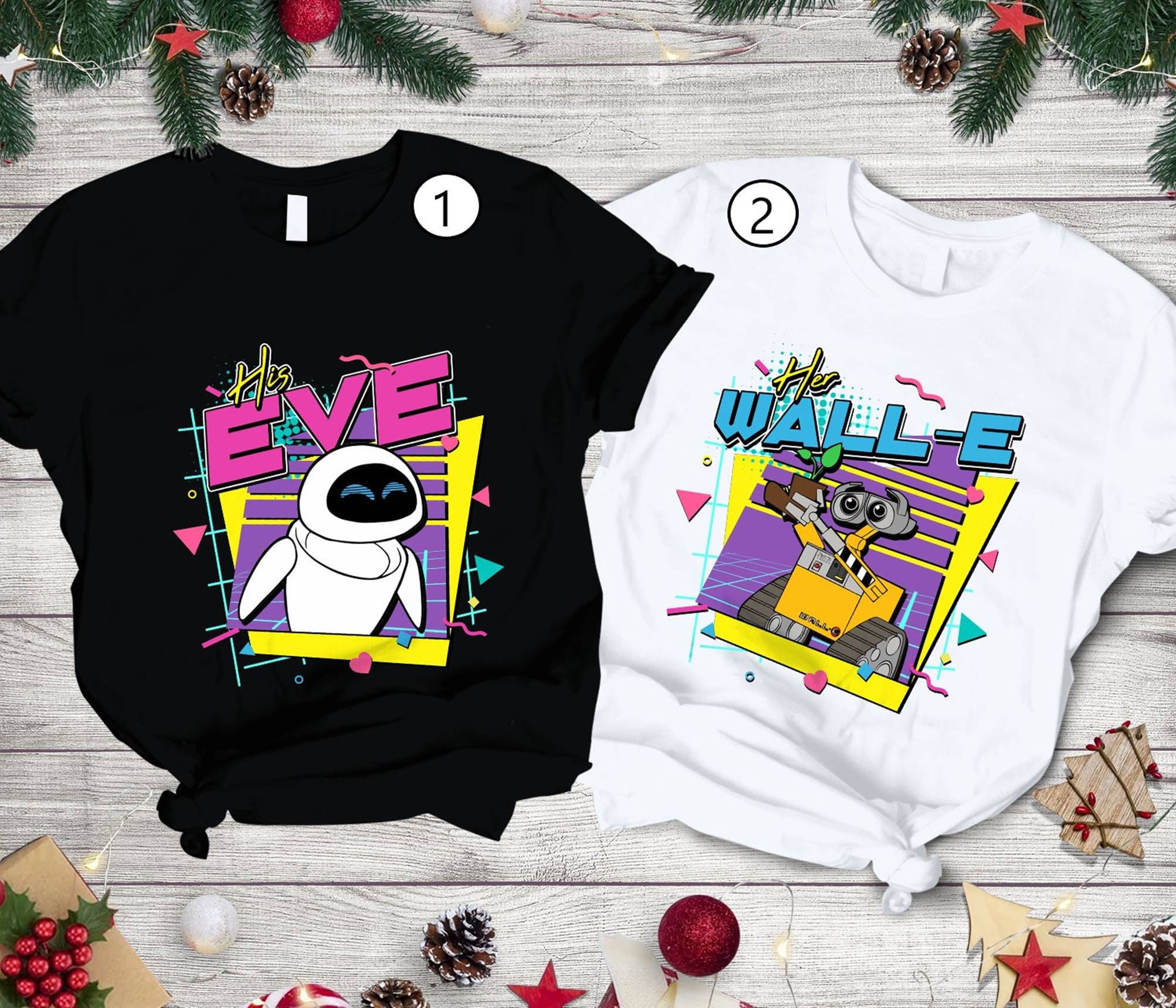 Discover Retro 90s His Eve Her Wall-E Shirt, Walle And Eve Couple ShirtShirt