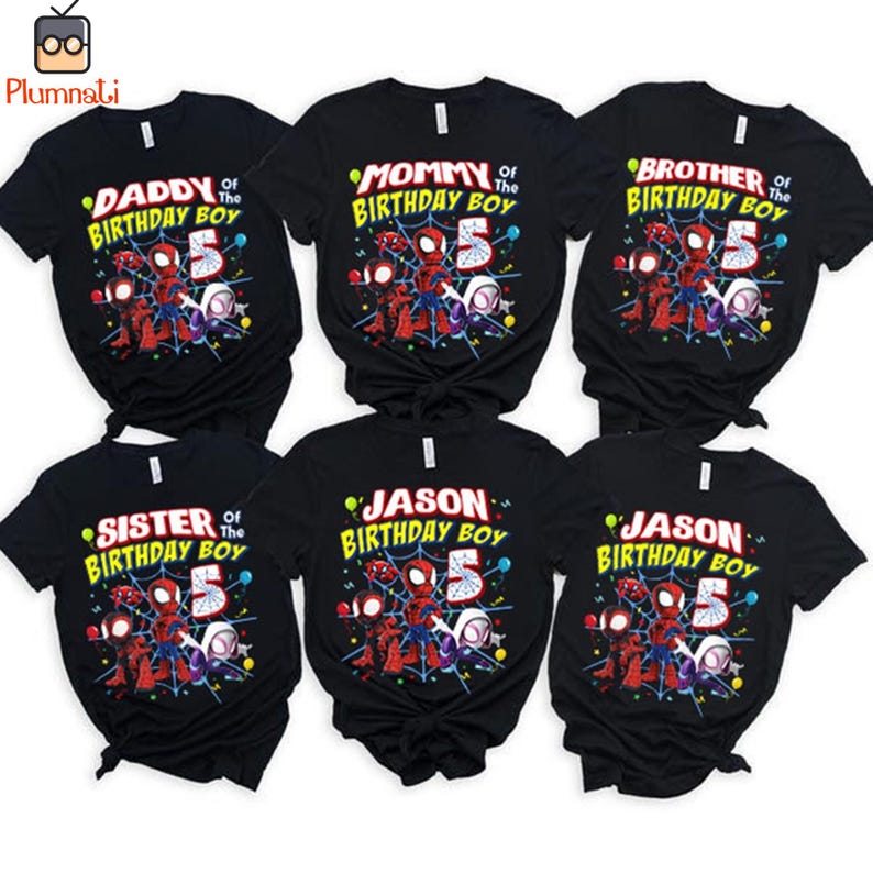 Spidey and His Amazing Friends Birthday Shirt, Spiderman Shirt, Spidey Birthday Shirt, Birthday Boy Shirt, Family Birthday Shirt image 1