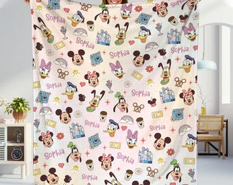 Manta personalizada de Mickey y sus amigos, manta de Mickey y Minnie, manta de Disneyland, regalo de cumpleaños de Disneyworld, manta de Pluto y Donald Max.