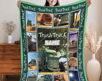 Personalized Trash Truck Blanket Custom Trash Truck Fleece Blanket Trash Truck Xmas Blanket Birthday Trash Truck Christmas Gifts Blanket 03