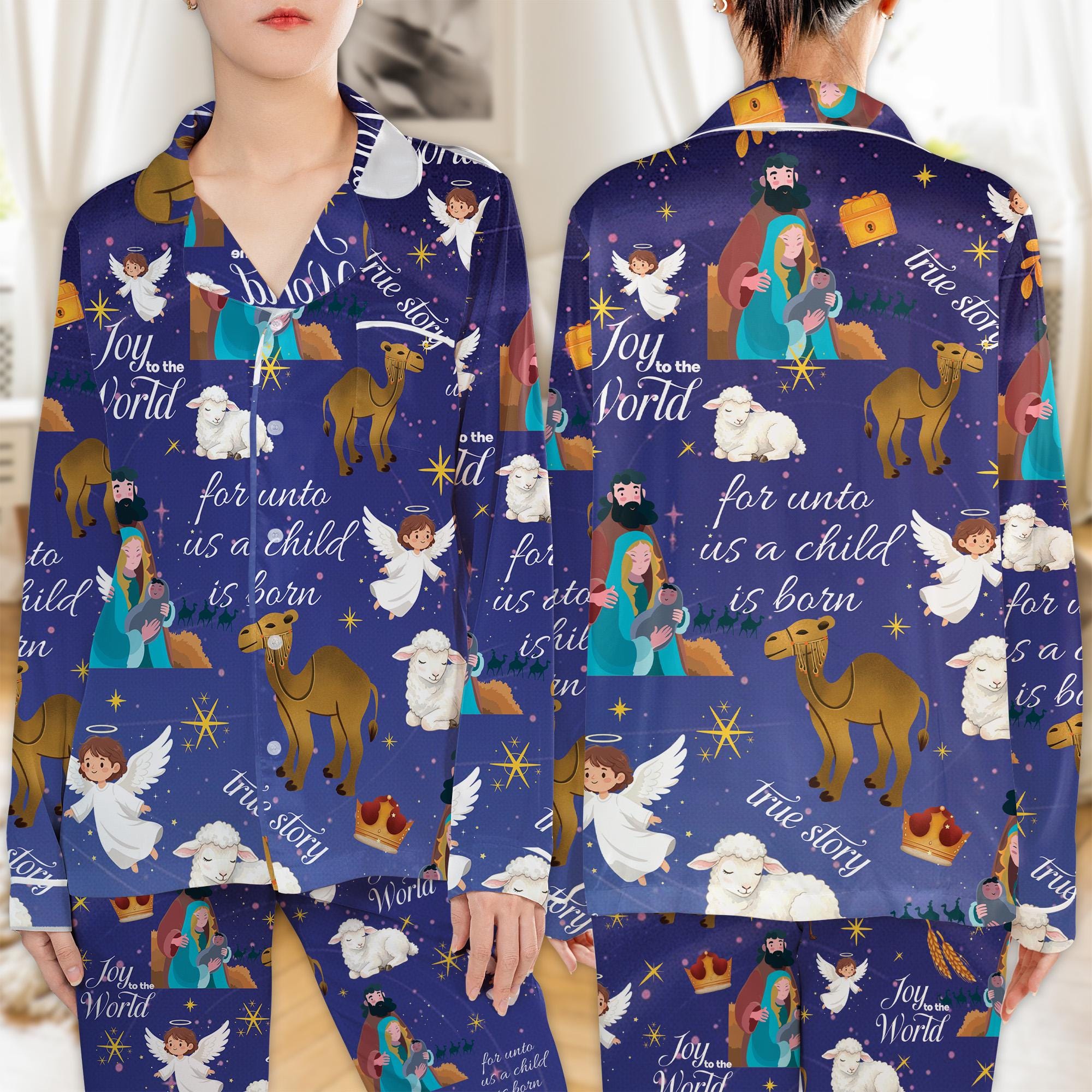Discover Nativity Christian Christmas Pajamas, Jesus Joy to the World Pajamas, Holy Night Christmas Nativity Pajamas Set