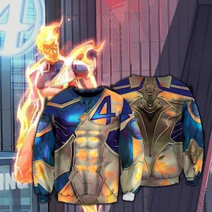Fantastic Four Hoodie Sweatshirt Costume, Fantastic Four First Steps Hoodie Sweatshirt, Reed Richards Tee, Fantastic 4 Superhero Costume