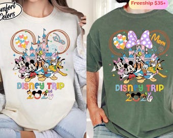 Maglietta personalizzata per il viaggio in famiglia a Disneyland 2026, maglietta di Topolino e i suoi amici, maglietta per le vacanze a Disneyland 2026, maglietta coordinata per coppie Disneyworld