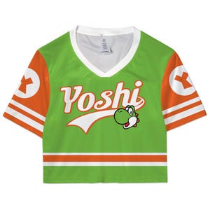 Super Mario Croptop Football Jersey, Disneyland Yoshi Football Jersey, Mario Galaxy Movie Shirt, Epic Universe Mario Group Shirt -9 afbeelding 2